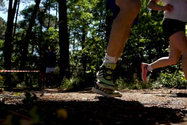 Vue de coureurs dans le bois de Mandavit